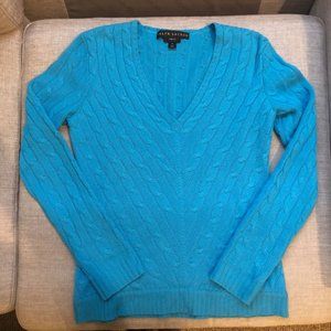 Ralph Lauren cashmere blue V-neck sweater (EUC) M